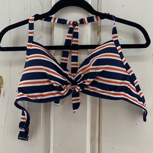 Land’s End Striped Bikini Top Size 32D